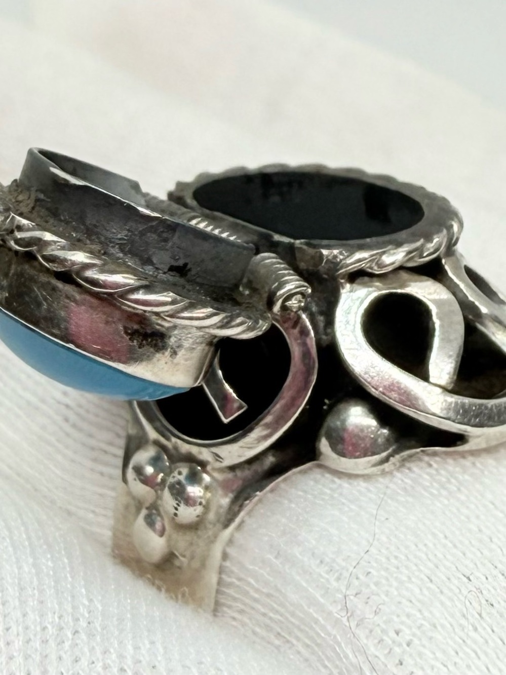 Vintage Sterling Silver Turquoise Poison Ring Locket